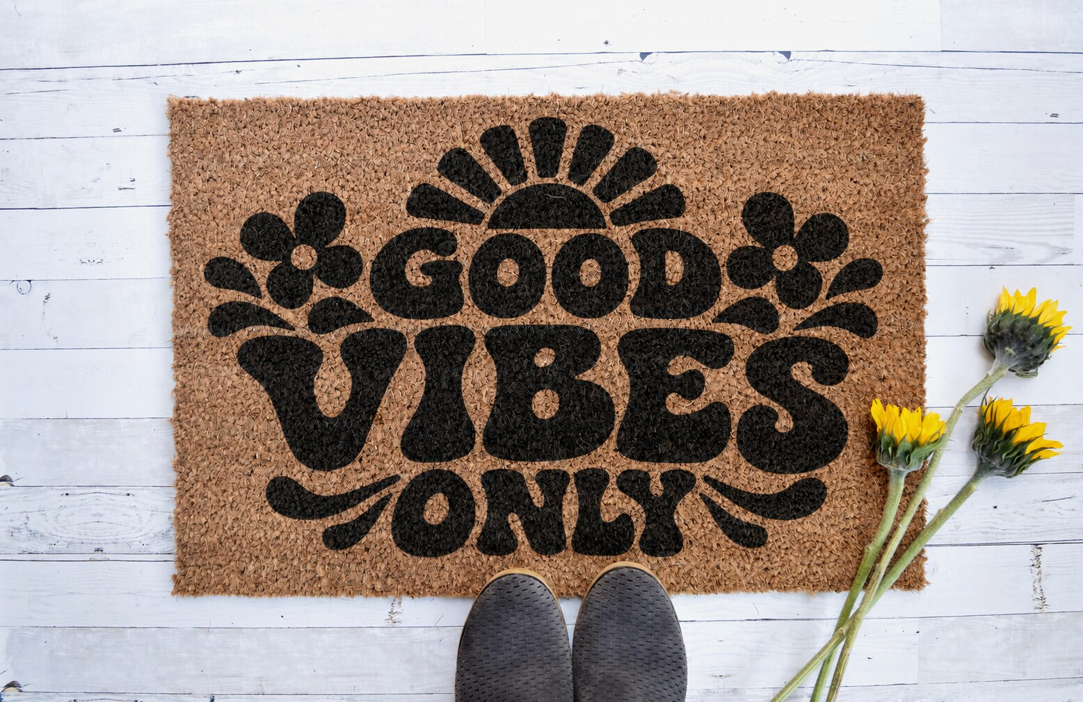 Good Vibes Only – Floral Doormat